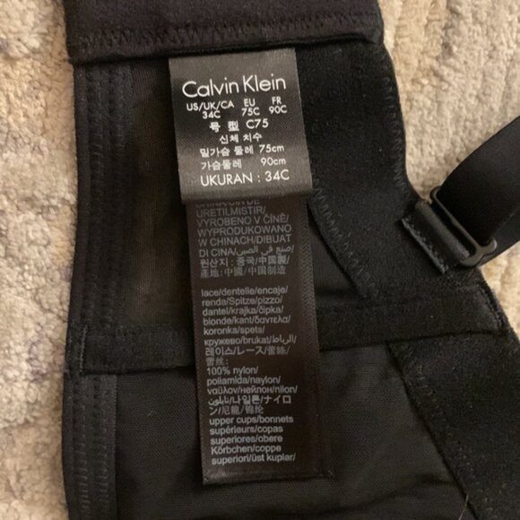 Calvin Klein Black Rose Lace Strapless Longline Bra QF4565, 34C NWT - Picture 8 of 10